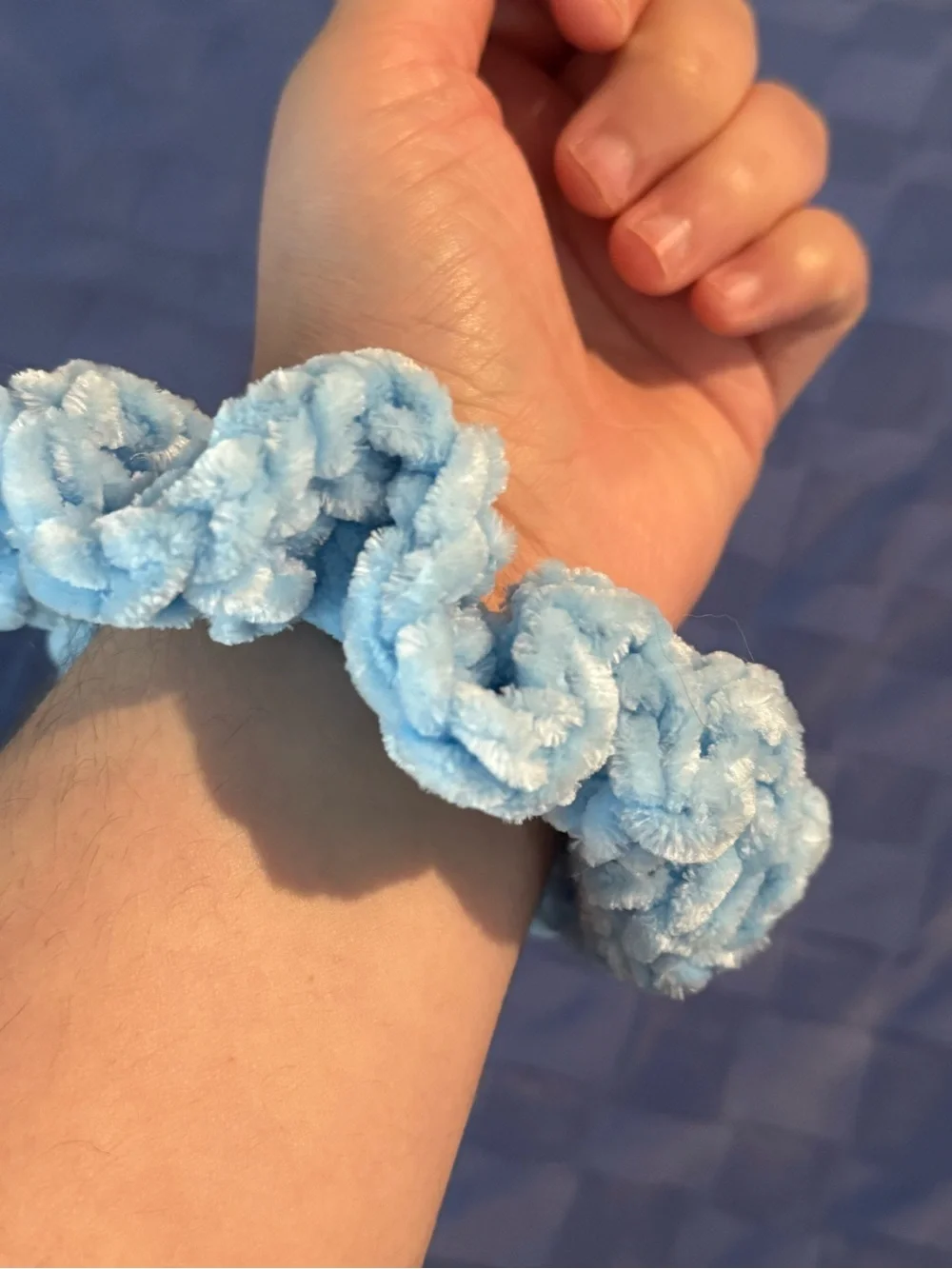 Plush Light Blue Hair Scrunchie